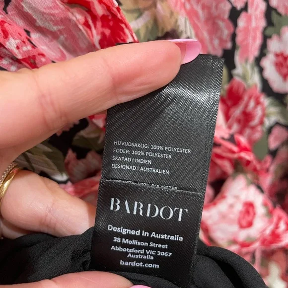 NWT Bardot Triple Frill Floral Mini Dress Pink Gardenia Size XS Spring Wedding - Picture 10 of 10